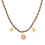 Collier charms personnalisé chaîne dorée et cordon violet, acier inoxydable