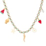 Collier charms personnalisé chaîne dorée et cordon vert d'eau, acier inoxydable