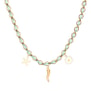 Collier charms personnalisé chaîne dorée et cordon vert d'eau, acier inoxydable