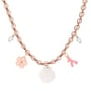 Collier charms personnalisé chaîne dorée et cordon rose, acier inoxydable