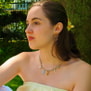 Collier charms personnalisé chaîne dorée et cordon bleu, acier inoxydable