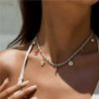 Collier charms personnalisé chaîne dorée et cordon vert d'eau, acier inoxydable