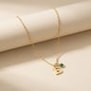 Collier charm initiale avec pierre, acier inoxydable