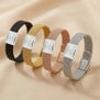 Bracelet  en Acier Noir, Argenté ou Doré avec Plaque Argentée