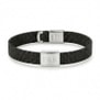 Bracelet  en Acier Noir, Argenté ou Doré avec Plaque Argentée