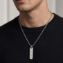 Collier personnalisé homme médaille rectangulaire, acier