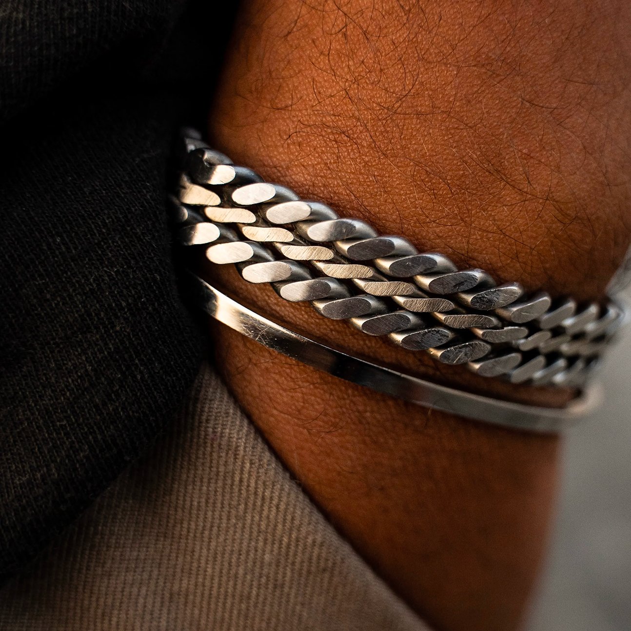 Bracelet personnalisé homme médaille argent cordon fin ADORE